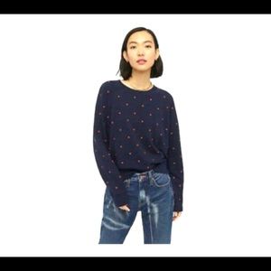 J.Crew Vintage cotton terry crewneck pullover with hearts